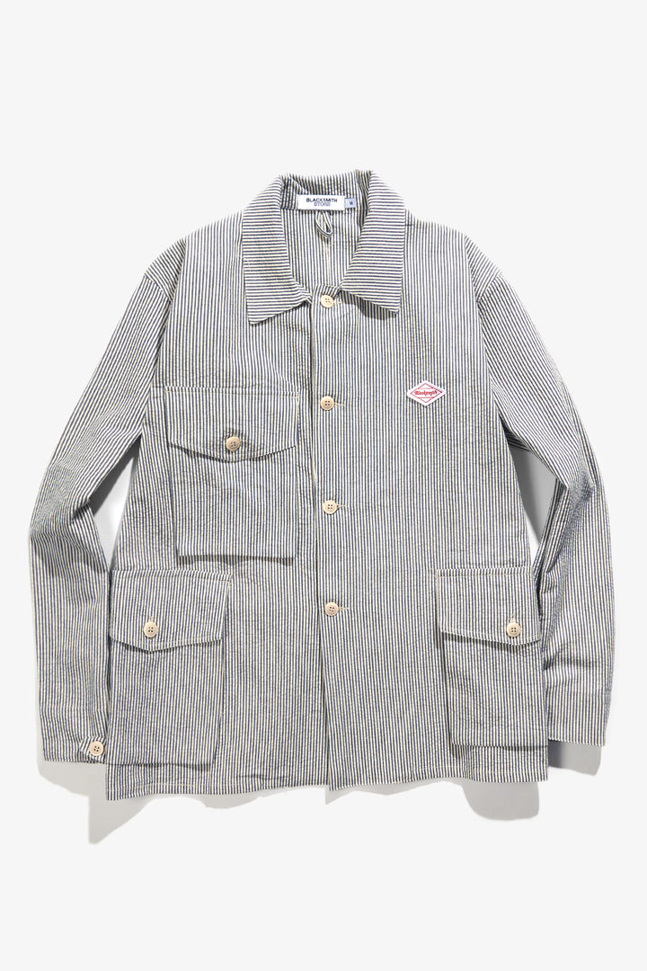 Blacksmith - Seersucker Chore Overshirt - Navy