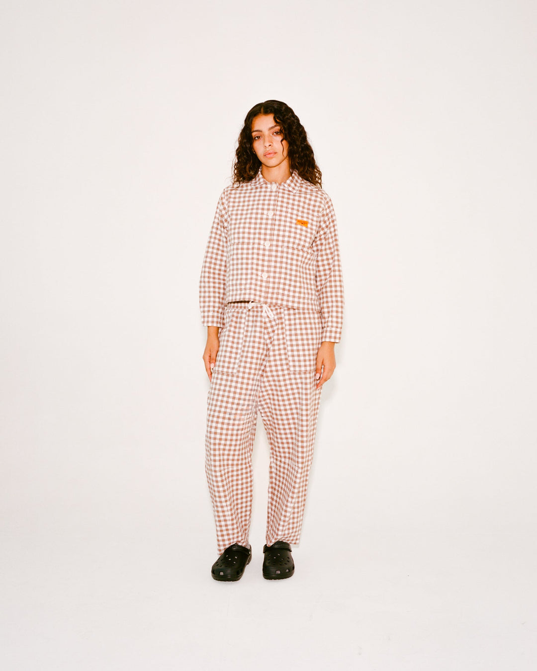 Service Works - Women's Cropped Work Jacket - Brown Gingham