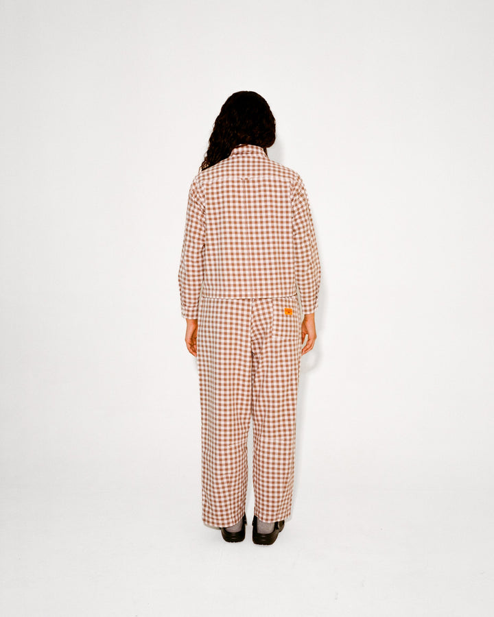 Service Works - Women's Cropped Work Jacket - Brown Gingham