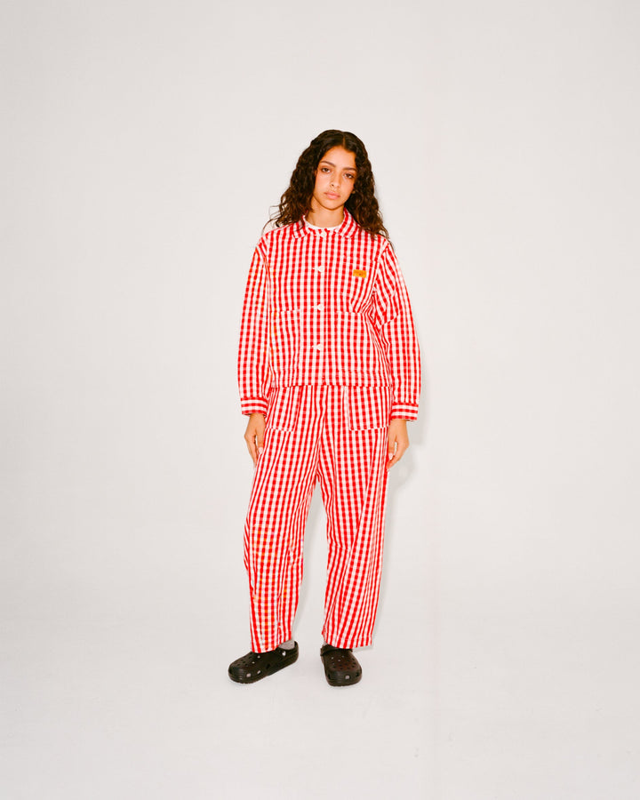 Service Works - Women's Cropped Work Jacket - Red Gingham