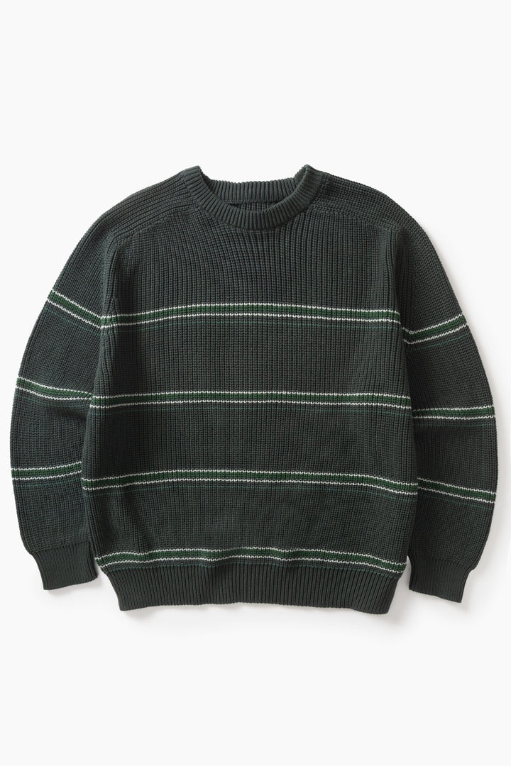 Blacksmith - Stripe Knit Crew - Forest