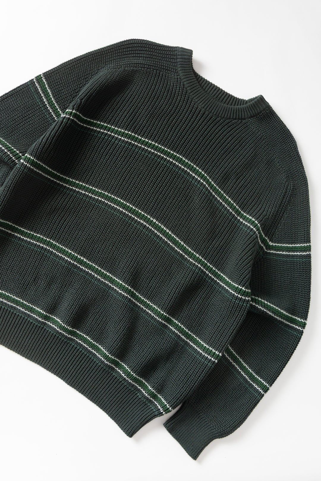 Blacksmith - Stripe Knit Crew - Forest