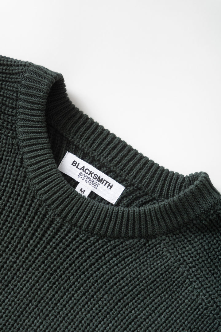 Blacksmith - Stripe Knit Crew - Forest