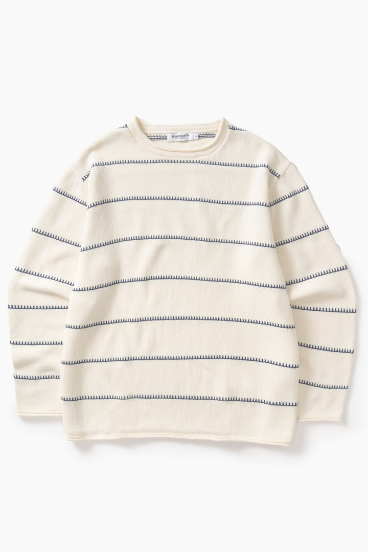 Blacksmith - Stripe Fishing Sweater - Off-White
