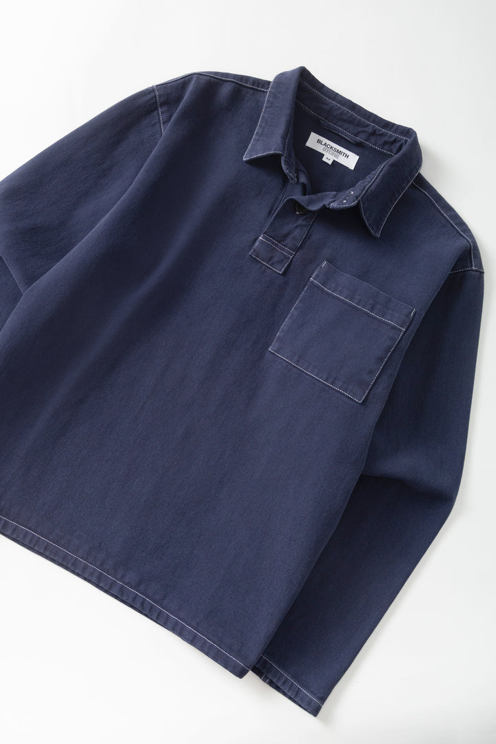 Blacksmith - Twill Two Button Popover - Navy