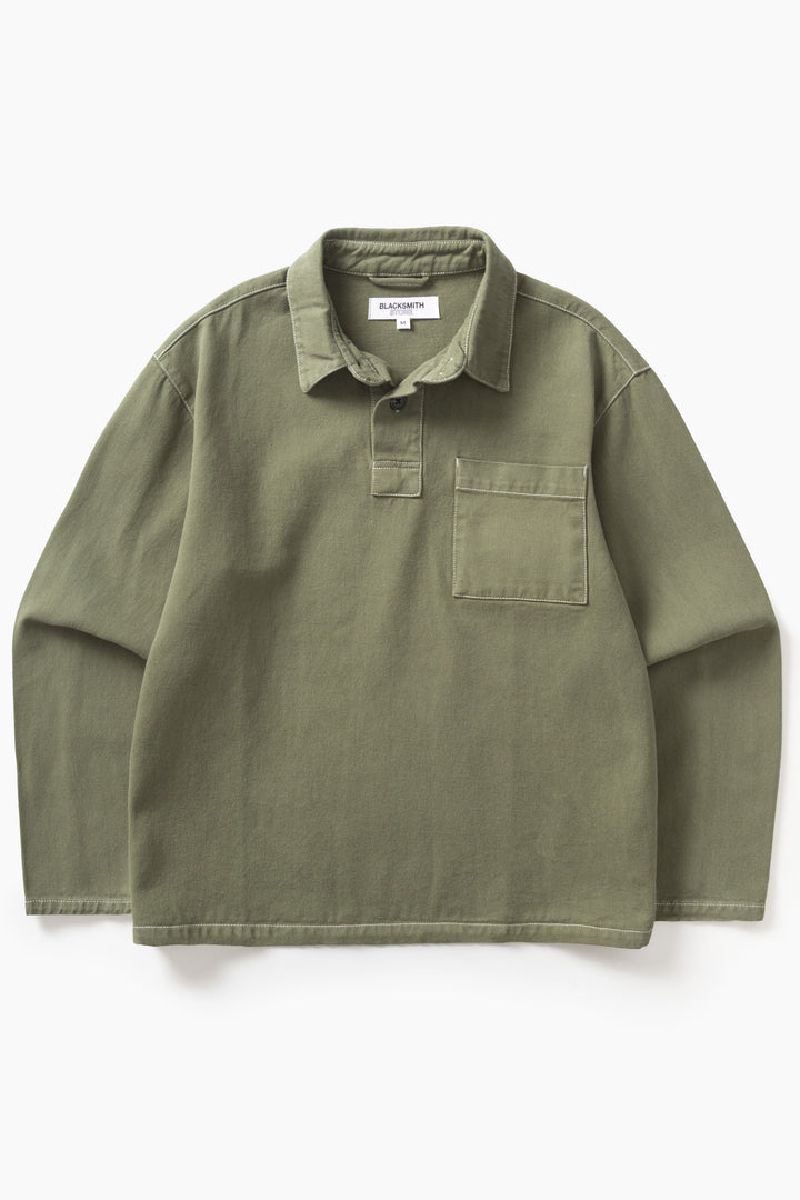 Blacksmith - Twill Two Button Popover - Olive