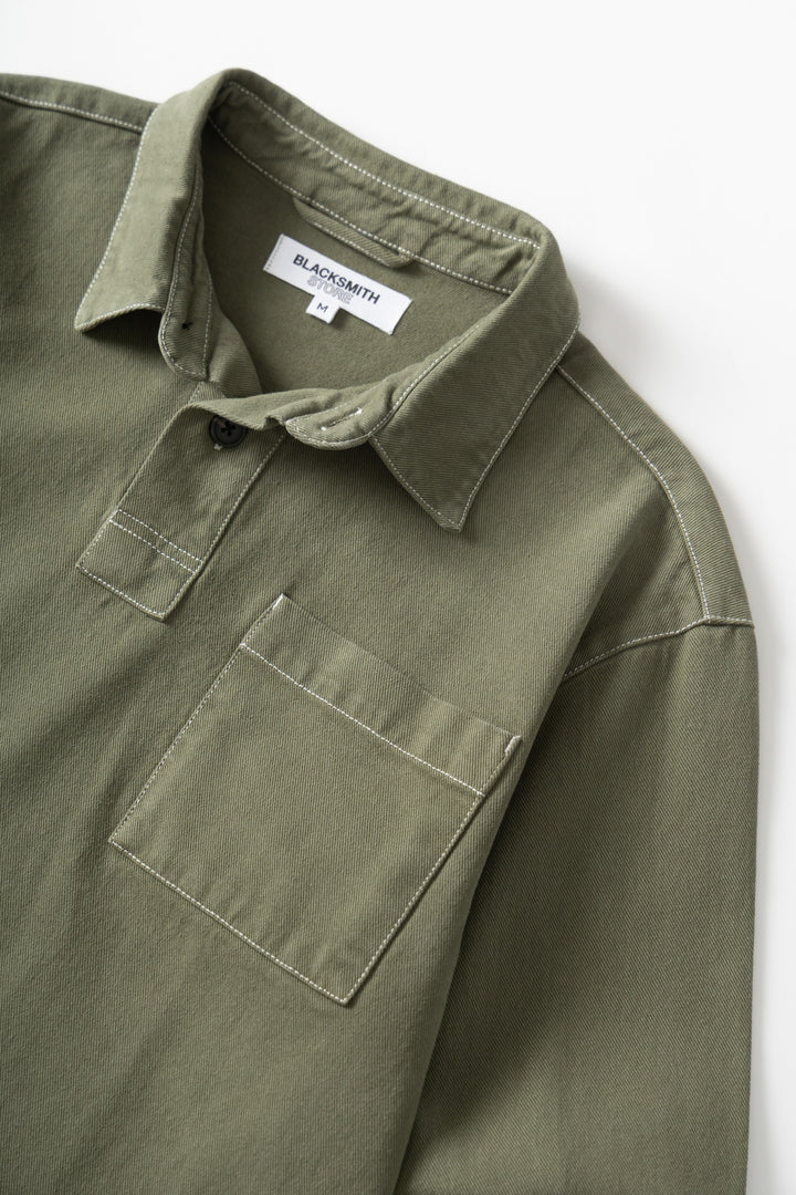 Blacksmith - Twill Two Button Popover - Olive