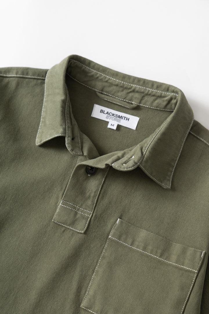 Blacksmith - Twill Two Button Popover - Olive