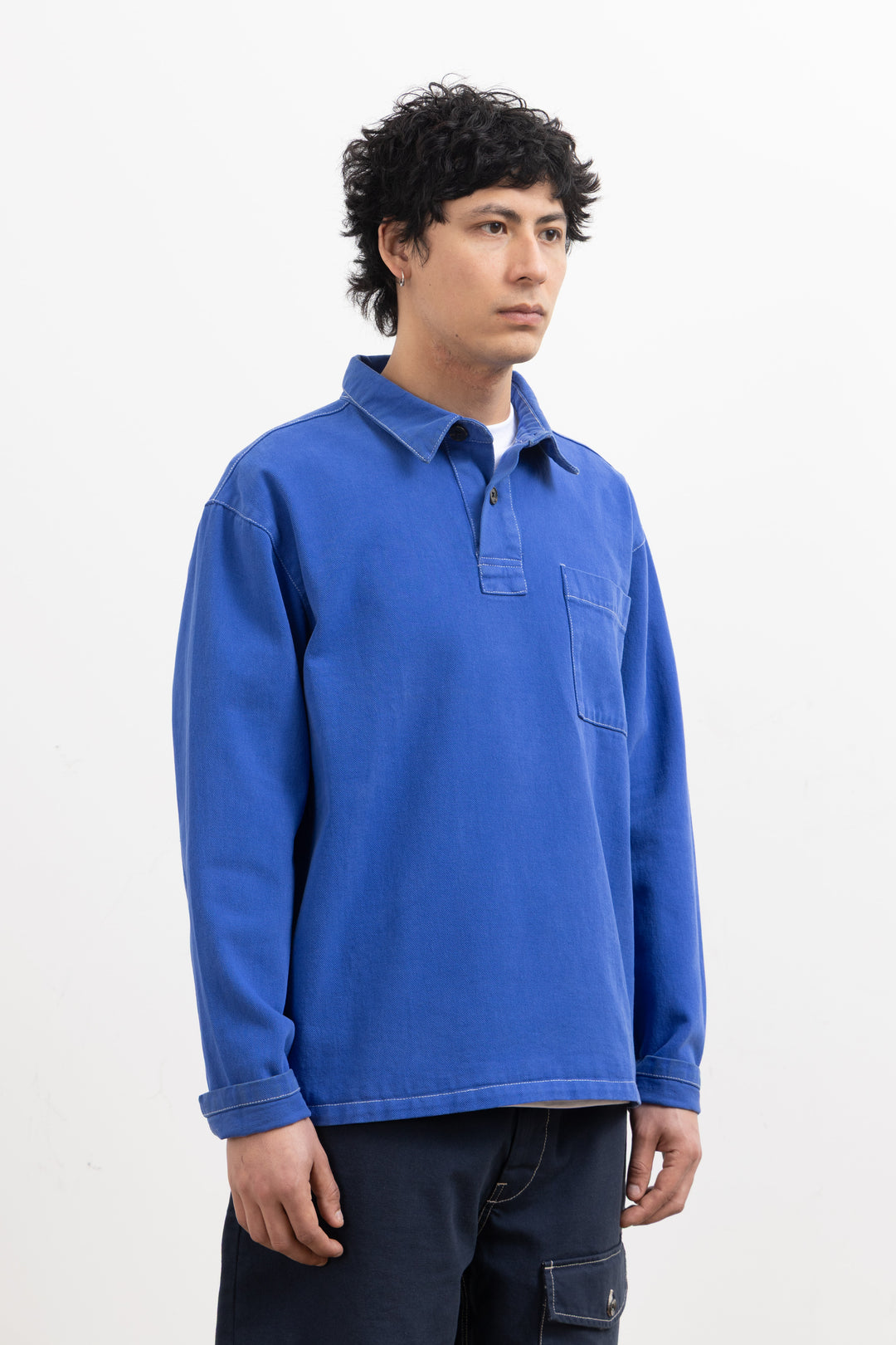 Blacksmith - Twill Two Button Popover - French Blue