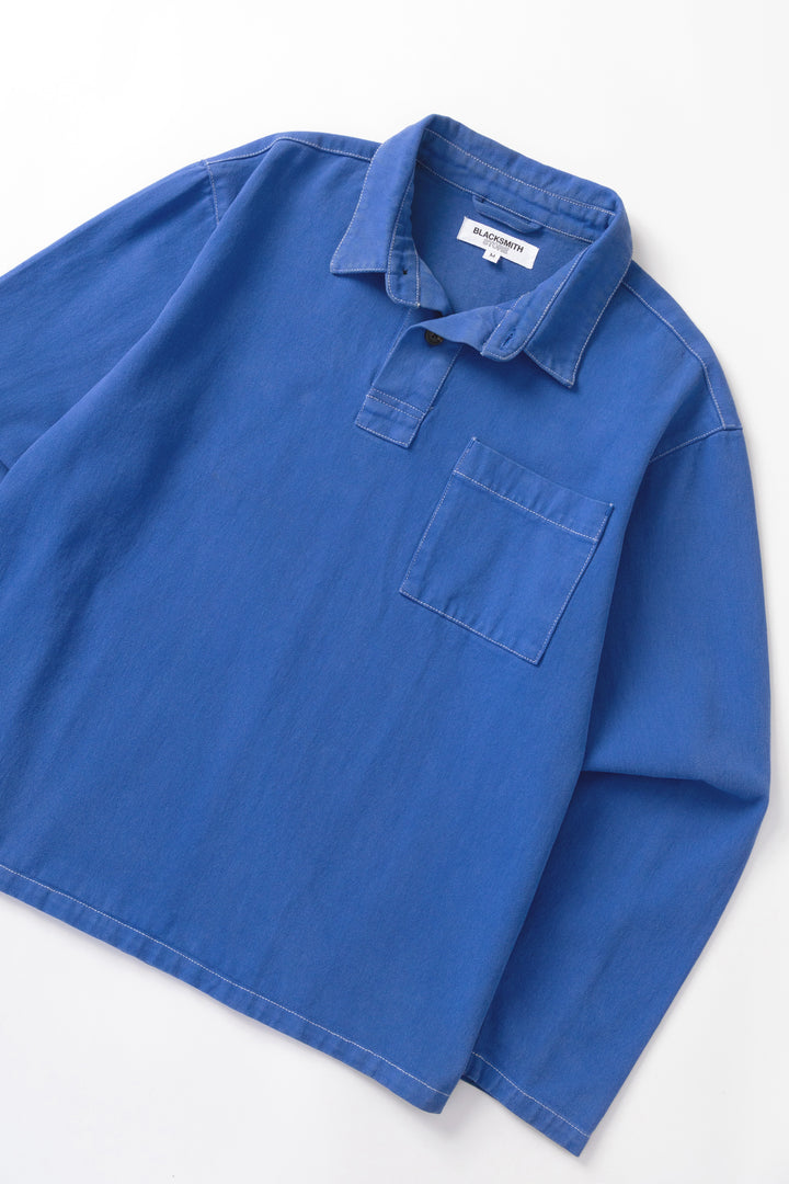 Blacksmith - Twill Two Button Popover - French Blue