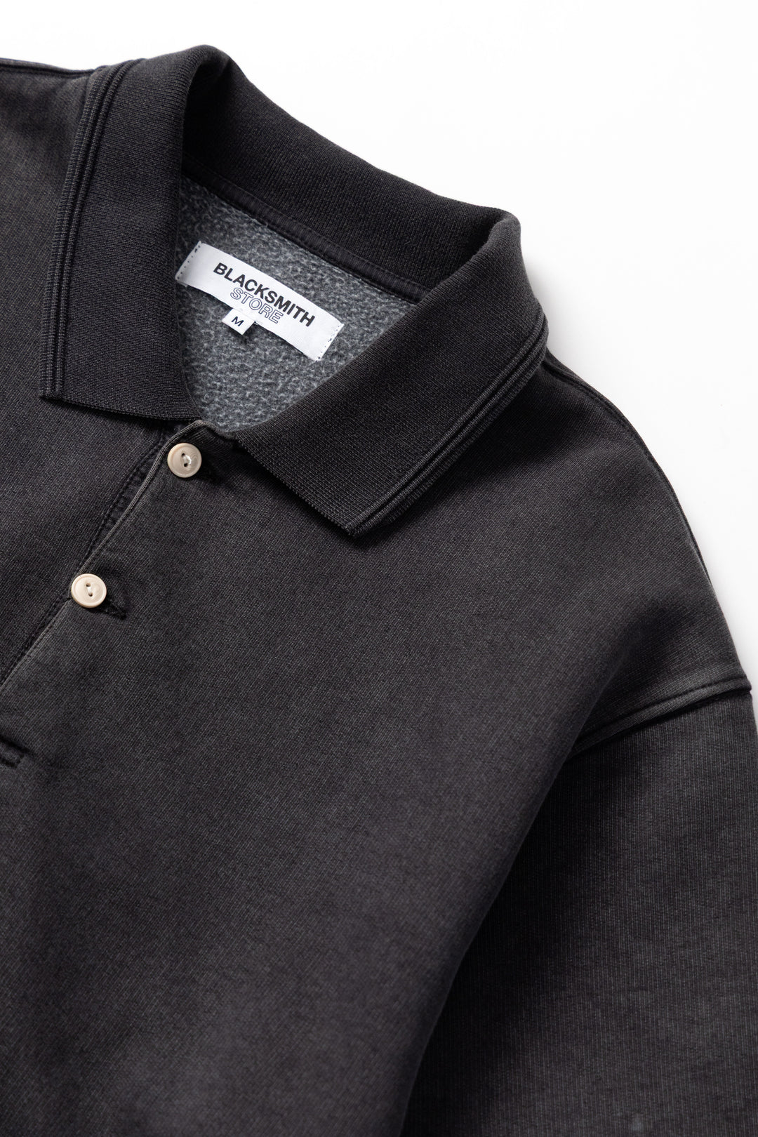 Blacksmith - Two Button Washed Rugby - Black