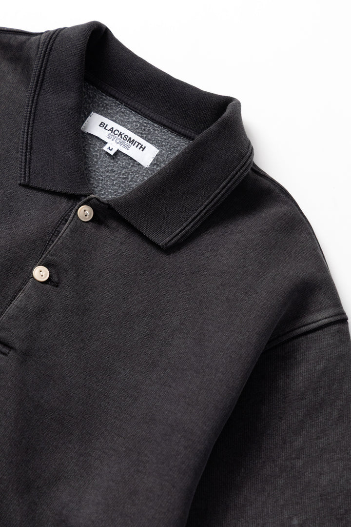 Blacksmith - Two Button Washed Rugby - Black