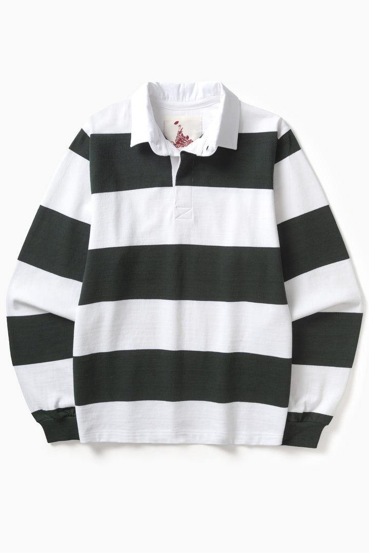 Opensider - Classic Rugby Shirt - Green Wide-Stripe