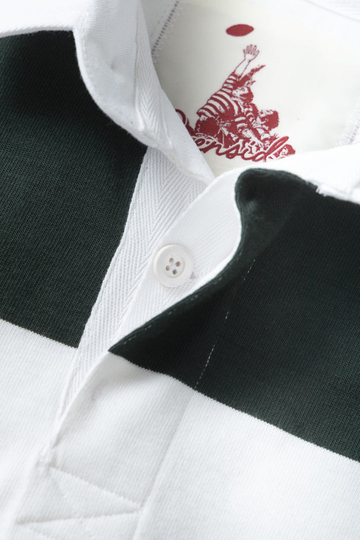 Opensider - Classic Rugby Shirt - Green Wide-Stripe