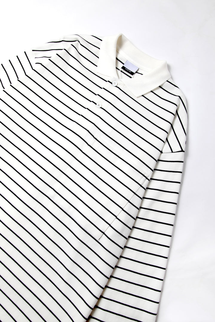 TRS - Oversized Striped Polo - White