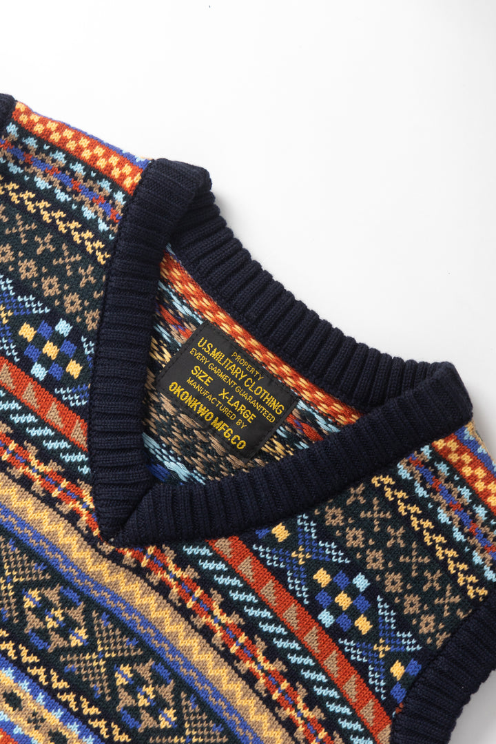 Okonkwo MFG - Fair Isle Knitted Vest - Navy