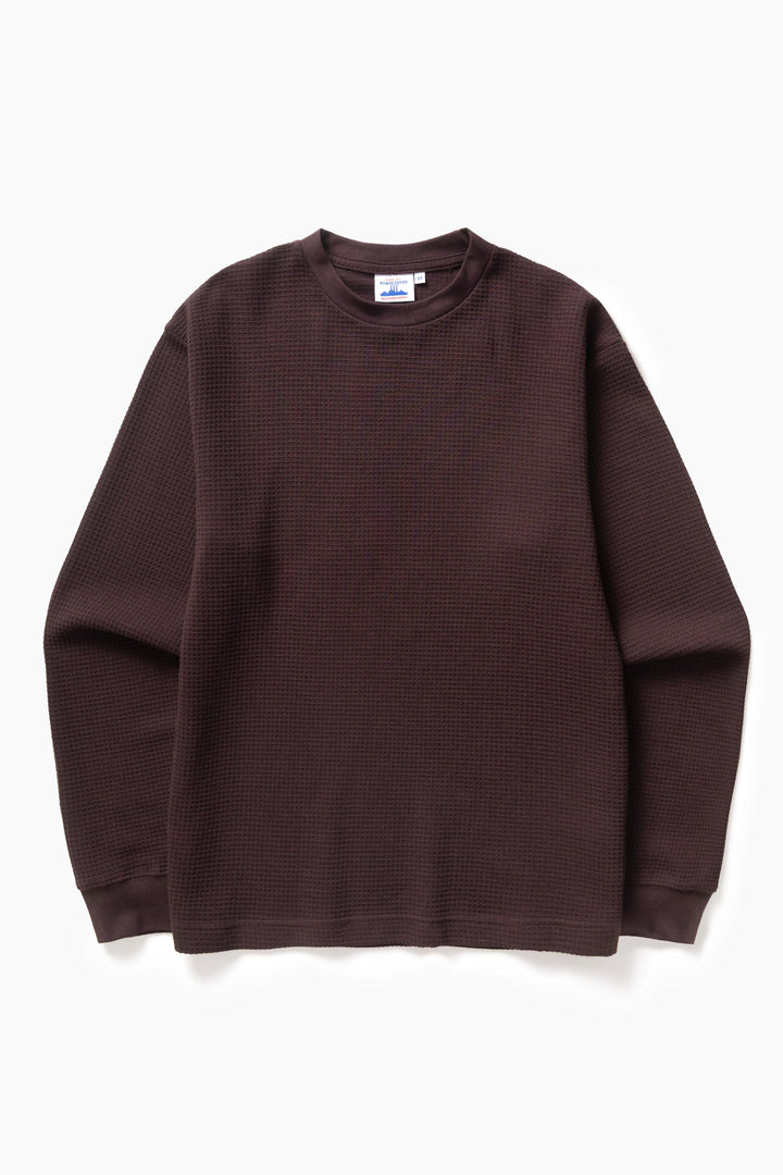 Power Goods - Thermal Waffle Long Sleeve Tee - Coffee