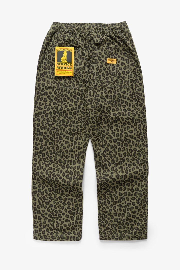 Patterned Chef Pants - Green Leopard