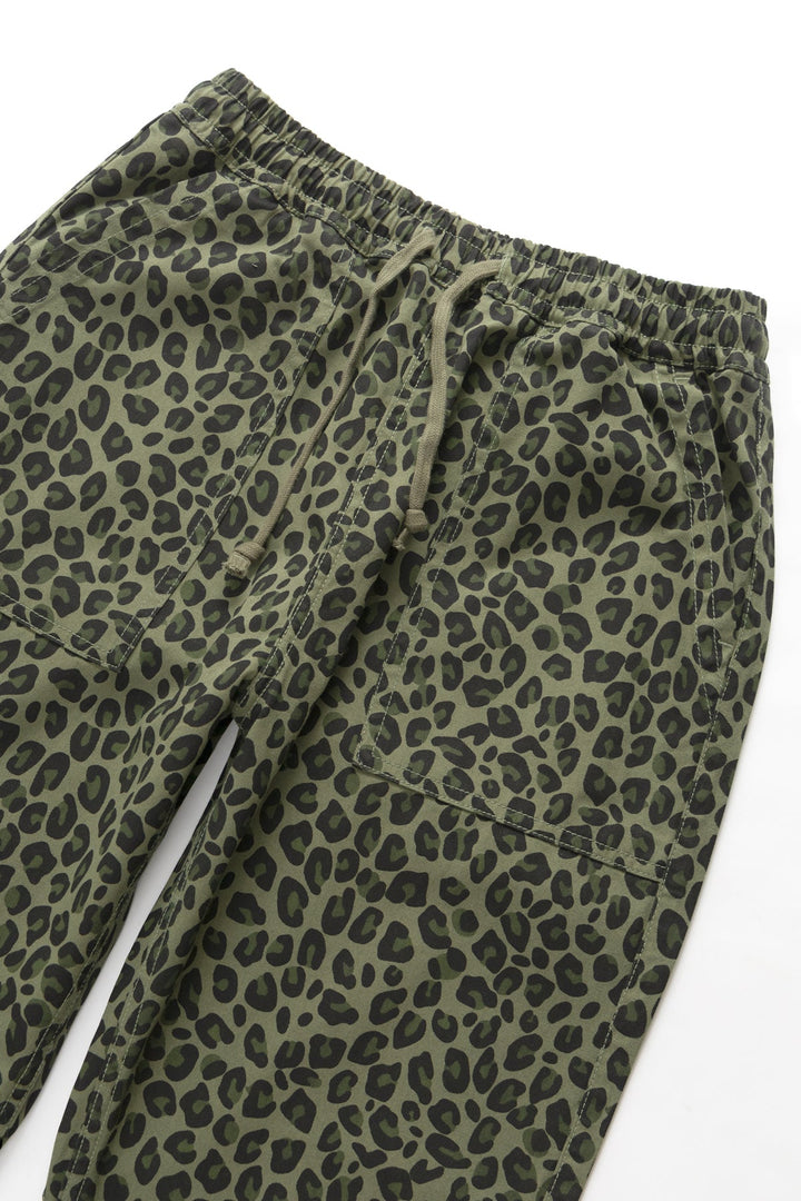 Patterned Chef Pants - Green Leopard