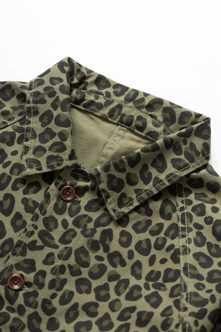 Patterned Front Of House Jacket - Green Leopard