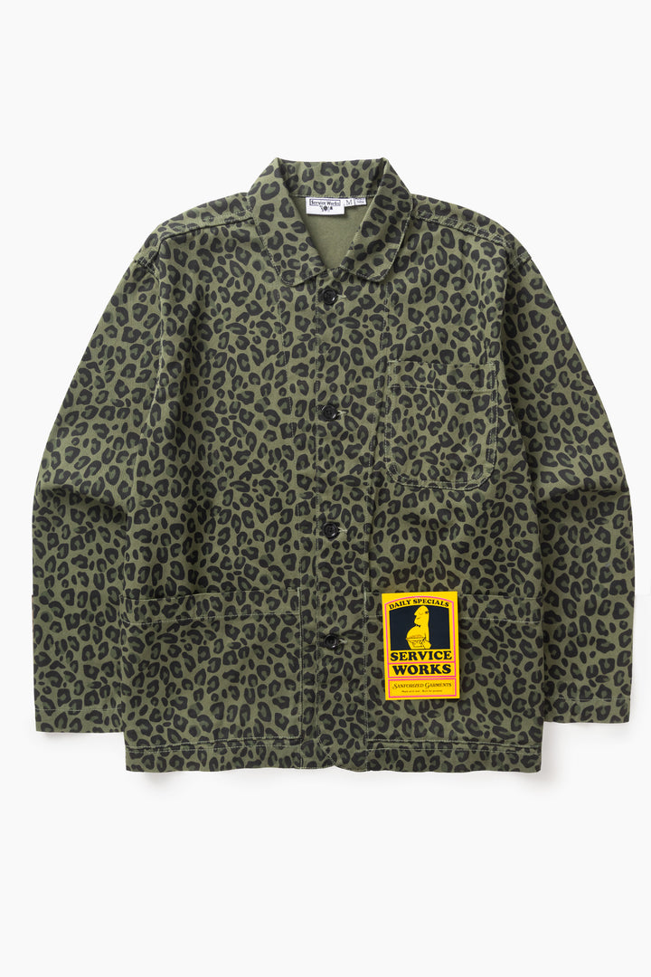 Service Works -  Patterned Easy Chef Shirt - Green Leopard