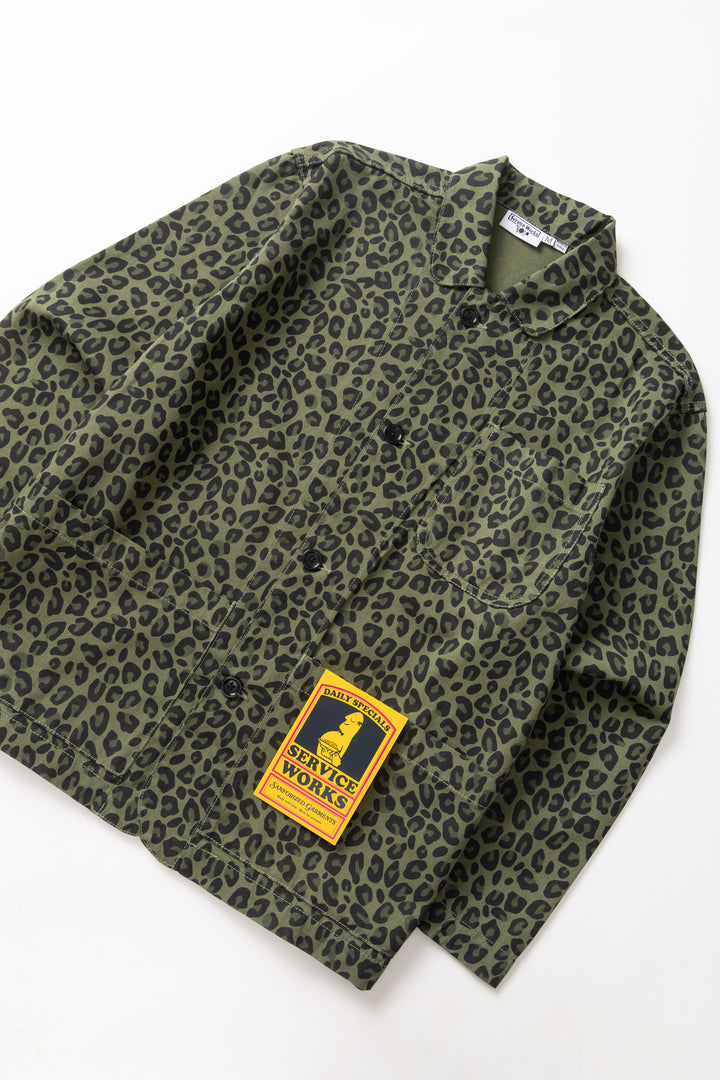 Service Works -  Patterned Easy Chef Shirt - Green Leopard