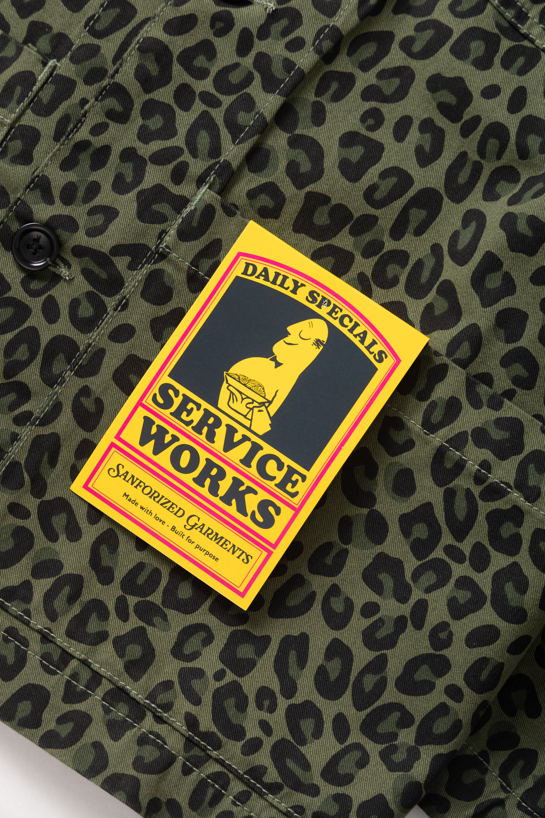 Service Works -  Patterned Easy Chef Shirt - Green Leopard