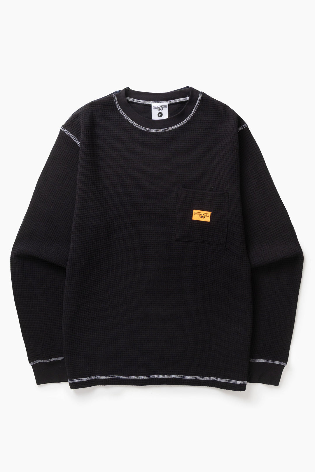 Service Works -  Waffle Contrast Thermal Long Sleeve Tee - Black/White