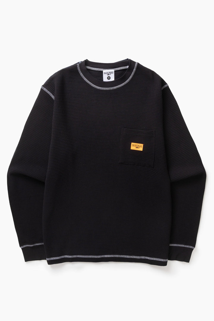 Service Works -  Waffle Contrast Thermal Long Sleeve Tee - Black/White