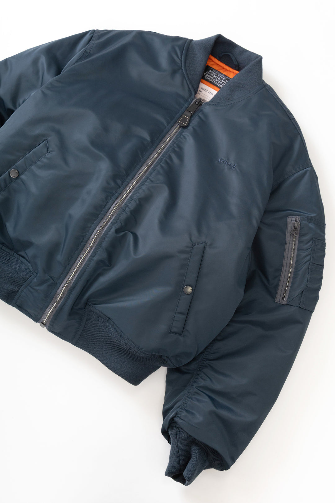 Schott N.Y.C - 90's Nylon Bomber Jacket - Navy