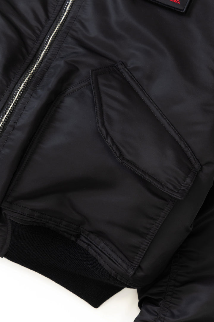 Schott N.Y.C - 90's Nylon Collared Bomber Jacket - Black