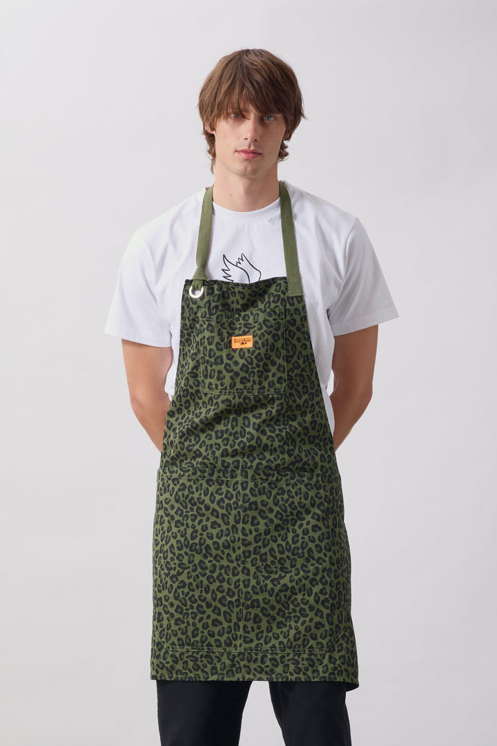 Service Works -  Patterned Apron - Green Leopard