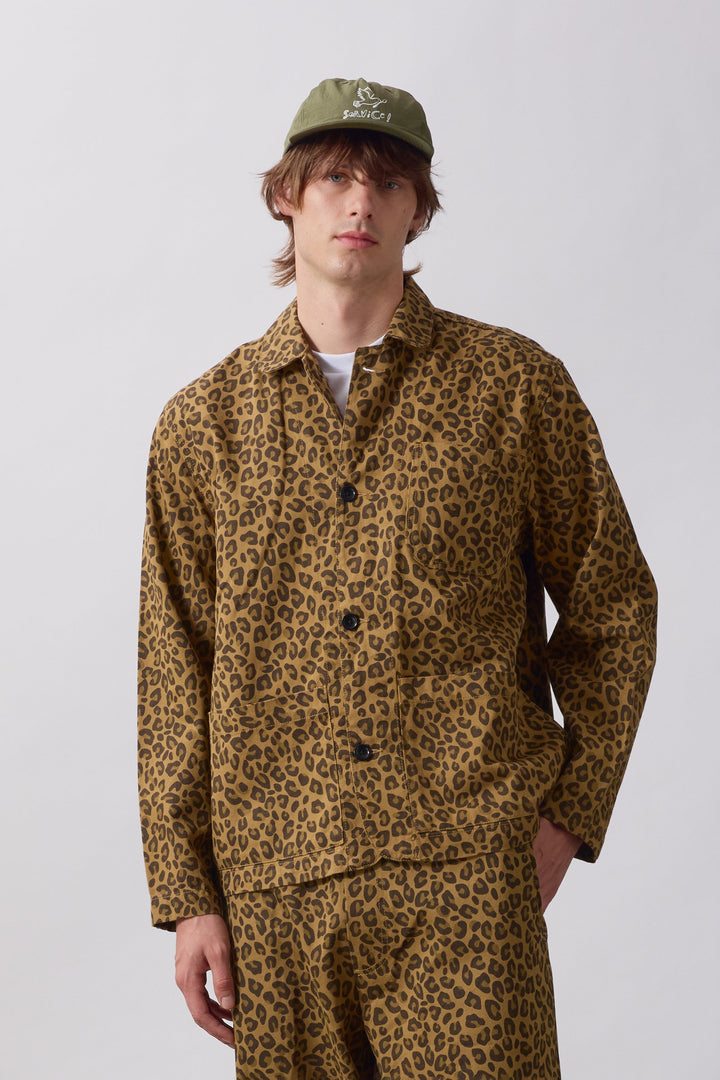 Service Works -  Patterned Easy Chef Shirt - Brown Leopard