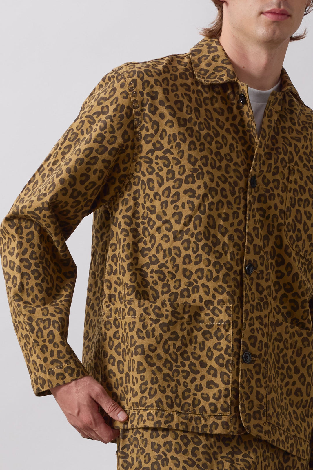 Service Works -  Patterned Easy Chef Shirt - Brown Leopard