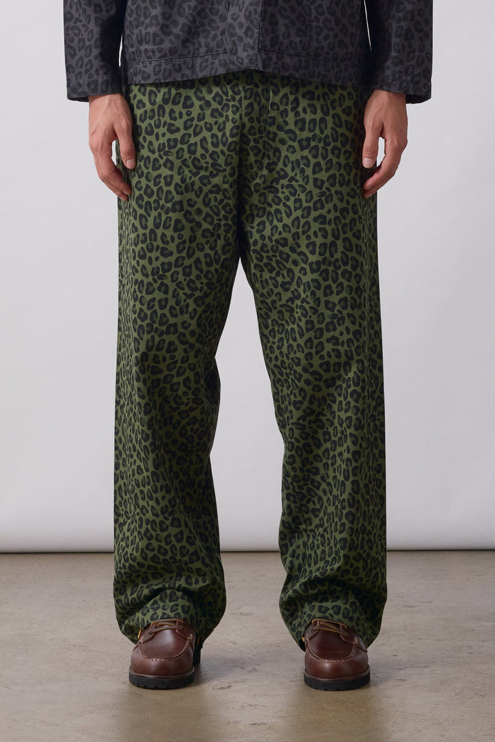 Service Works -  Patterned Easy Chef Pants - Green Leopard