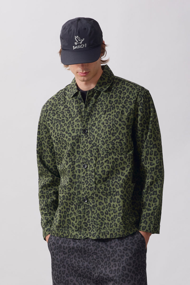 Service Works -  Patterned Easy Chef Shirt - Green Leopard