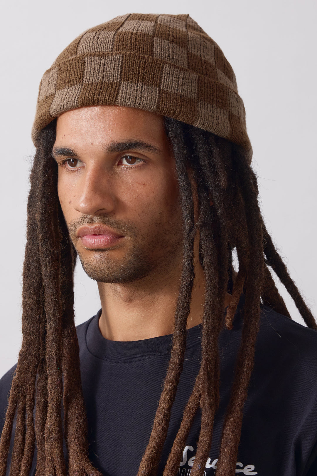 Service Works -  Chunky Check Beanie - Brown
