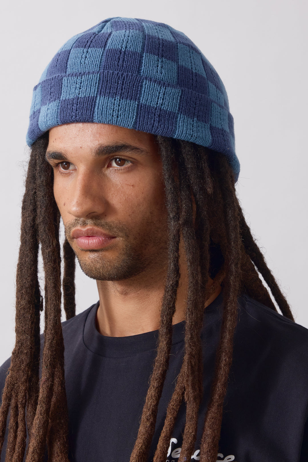 Service Works -  Chunky Check Beanie - Navy