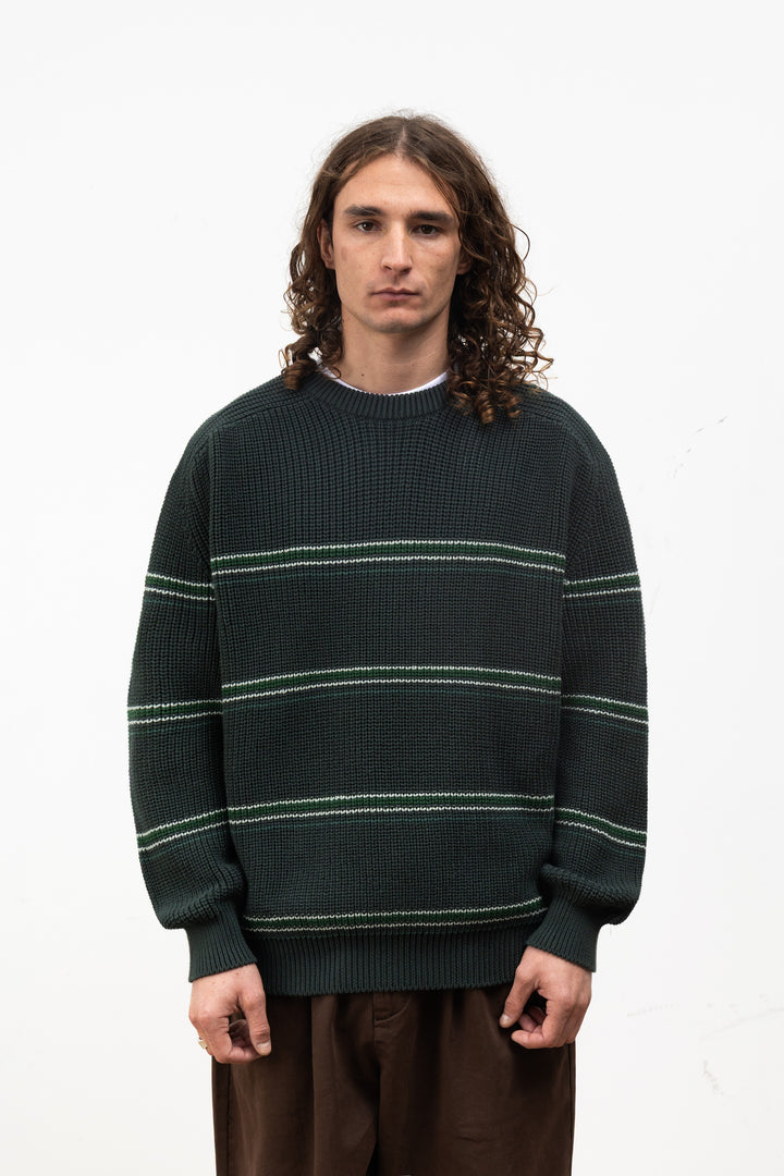 Blacksmith - Stripe Knit Crew - Forest