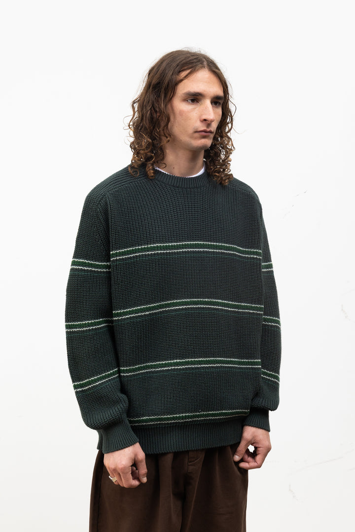 Blacksmith - Stripe Knit Crew - Forest