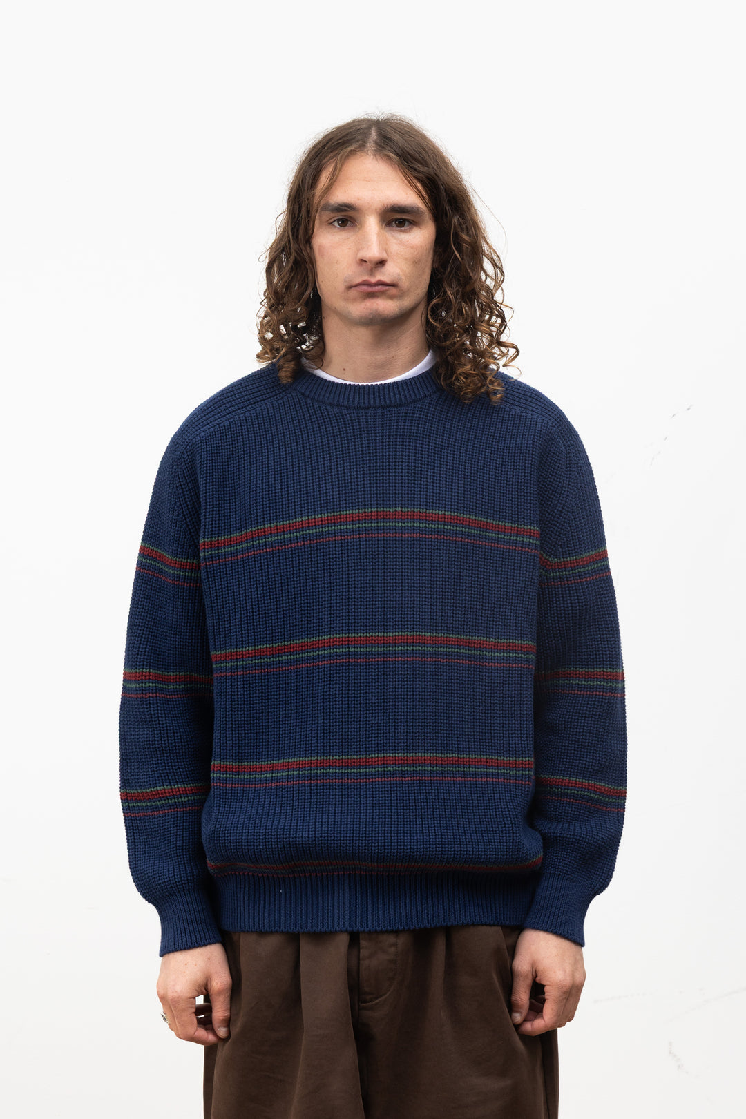 Blacksmith - Stripe Knit Crew - Navy
