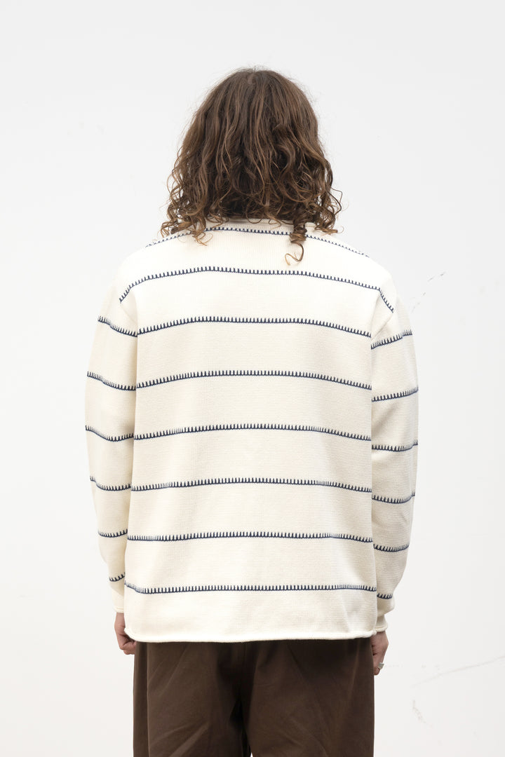 Blacksmith - Stripe Fishing Sweater - Off-White