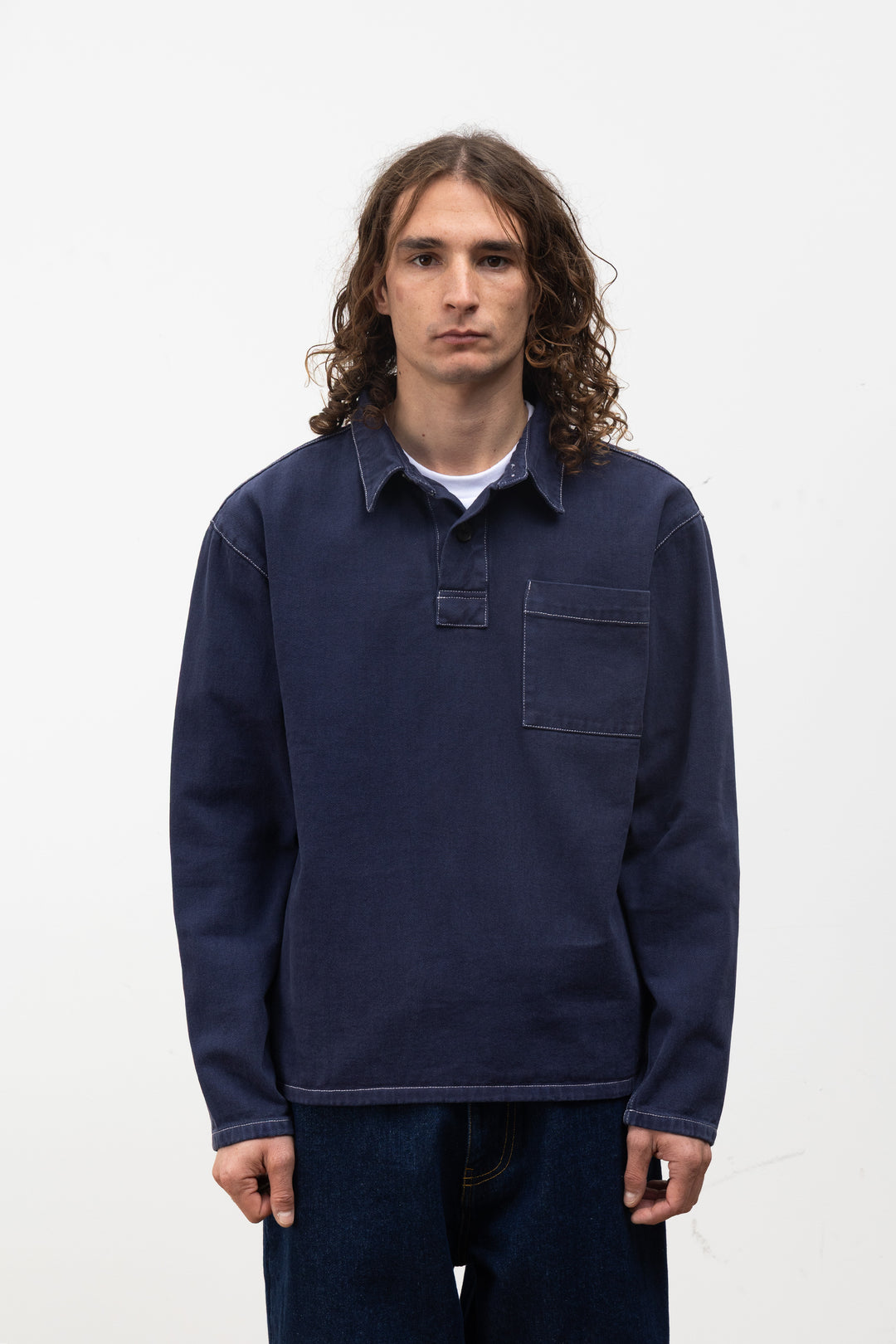 Blacksmith - Twill Two Button Popover - Navy