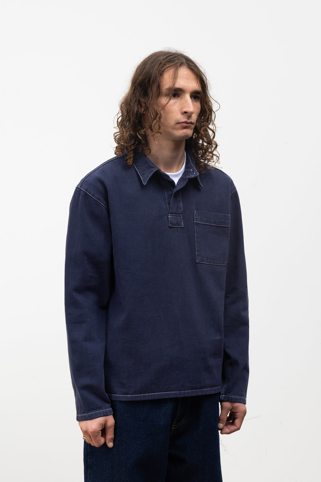 Blacksmith - Twill Two Button Popover - Navy