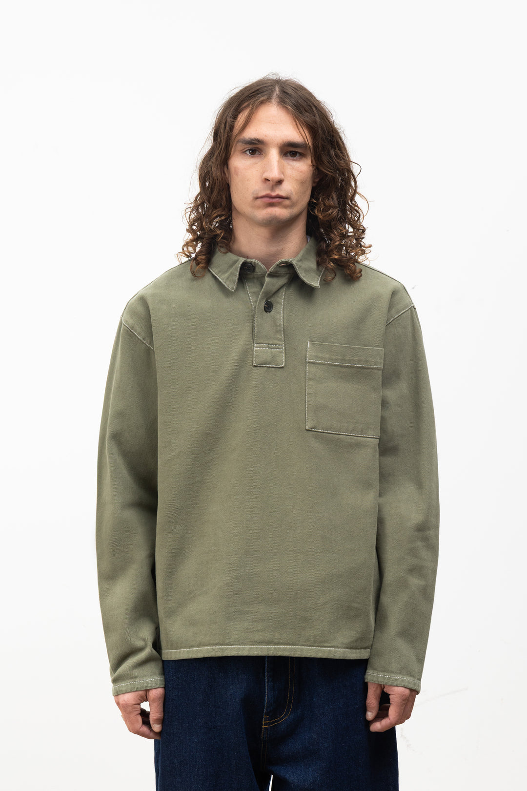 Blacksmith - Twill Two Button Popover - Olive