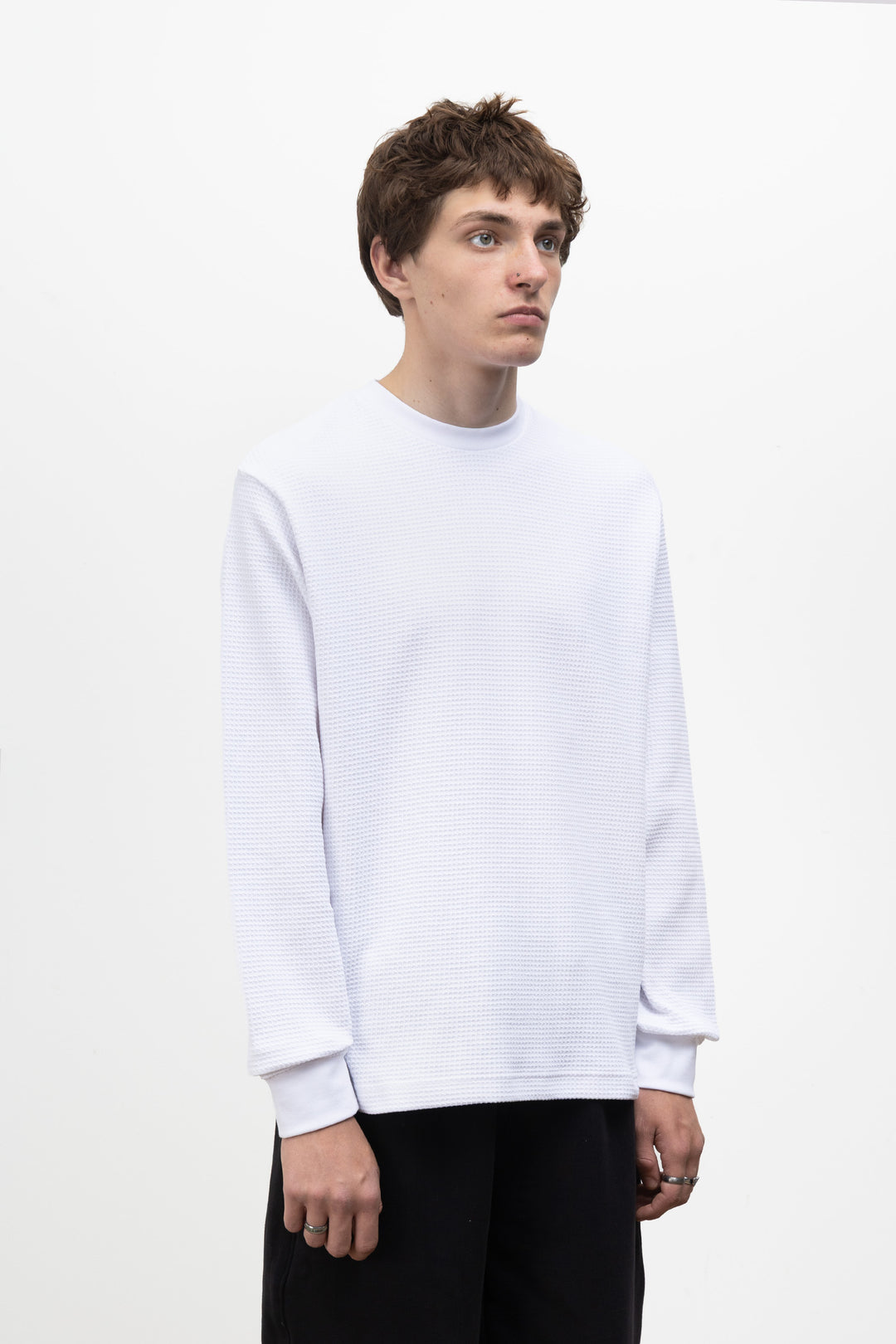 Power Goods - Thermal Waffle Long Sleeve Tee - White