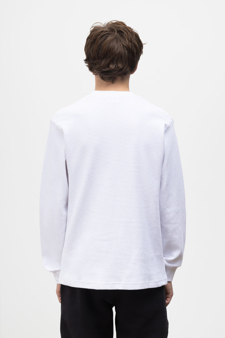 Power Goods - Thermal Waffle Long Sleeve Tee - White