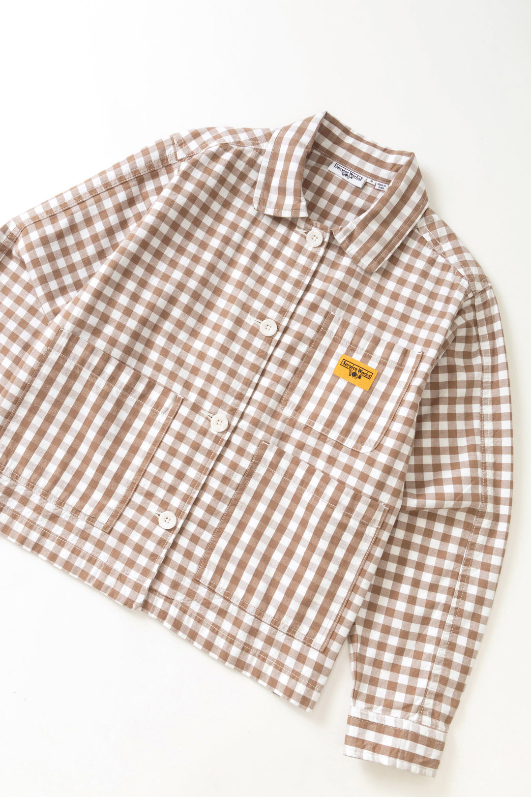 Service Works - Women's Cropped Work Jacket - Brown Gingham