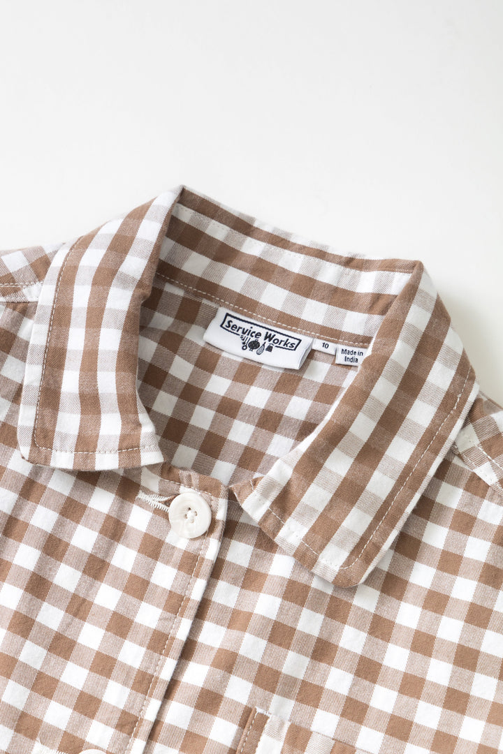 Service Works - Women's Cropped Work Jacket - Brown Gingham