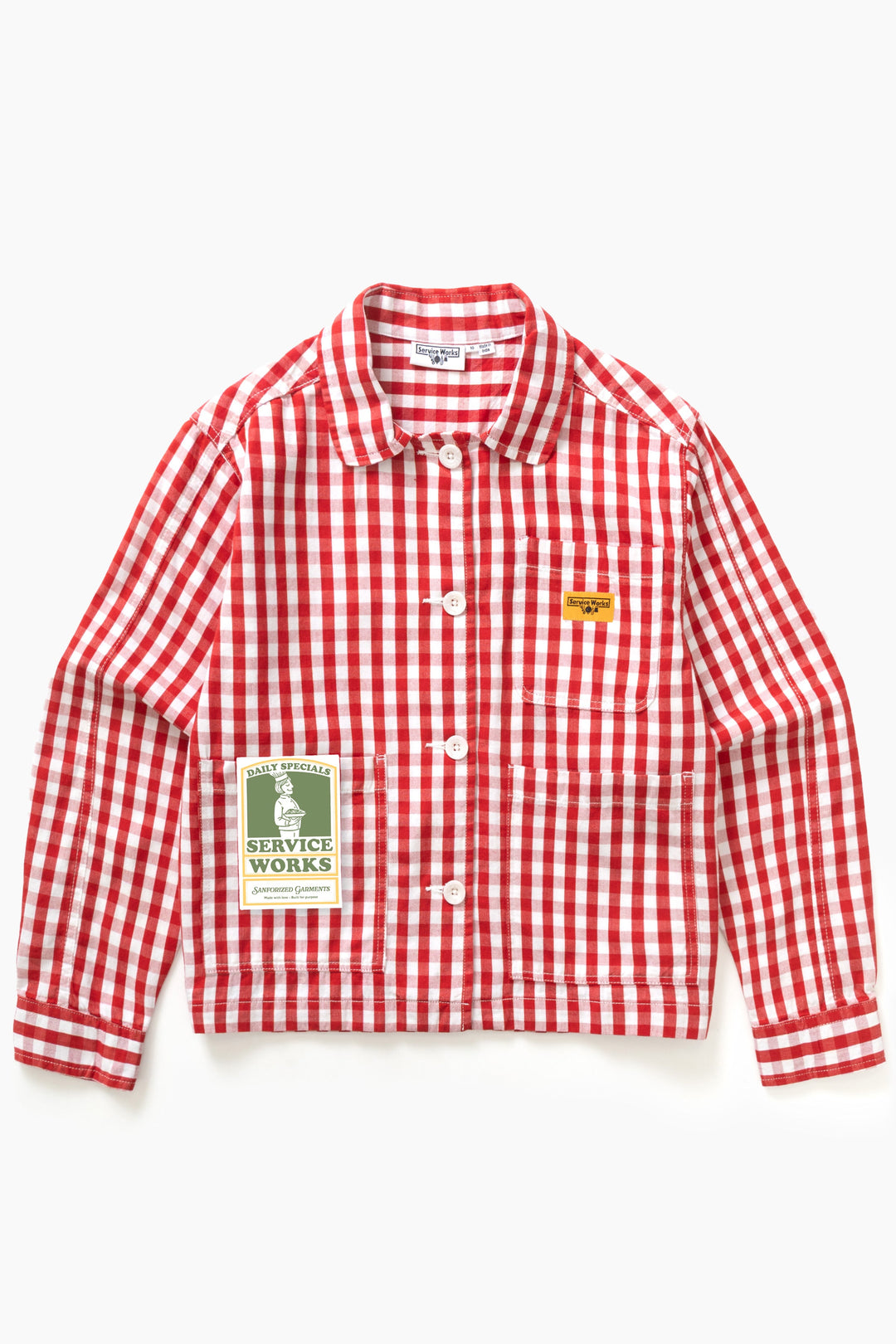 Service Works - Women's Cropped Work Jacket - Red Gingham